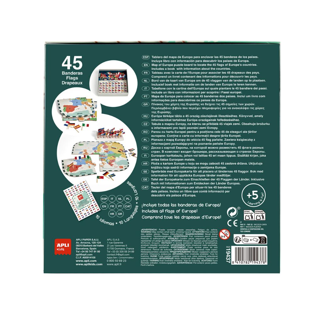 Joc educativ, Puzzle Steagurile Europei, 45 steaguri, APLI, 5 ani+