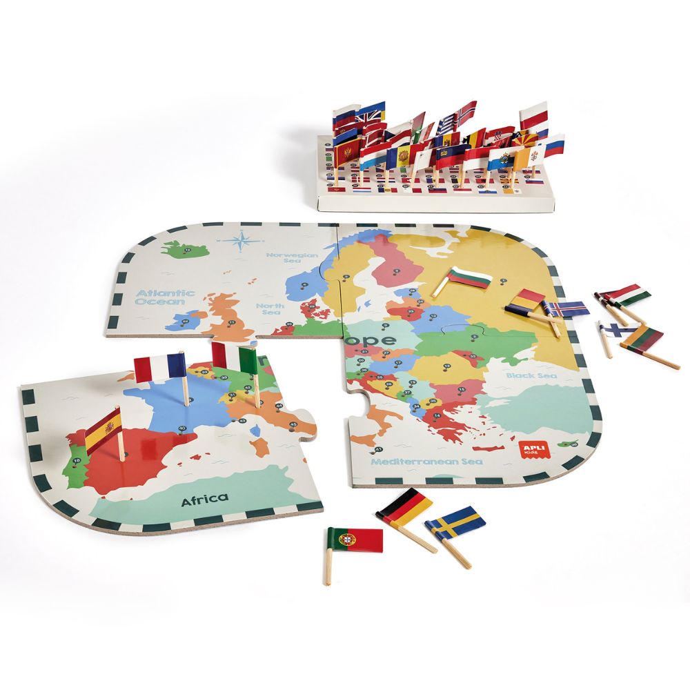 Joc educativ, Puzzle Steagurile Europei, 45 steaguri, APLI, 5 ani+