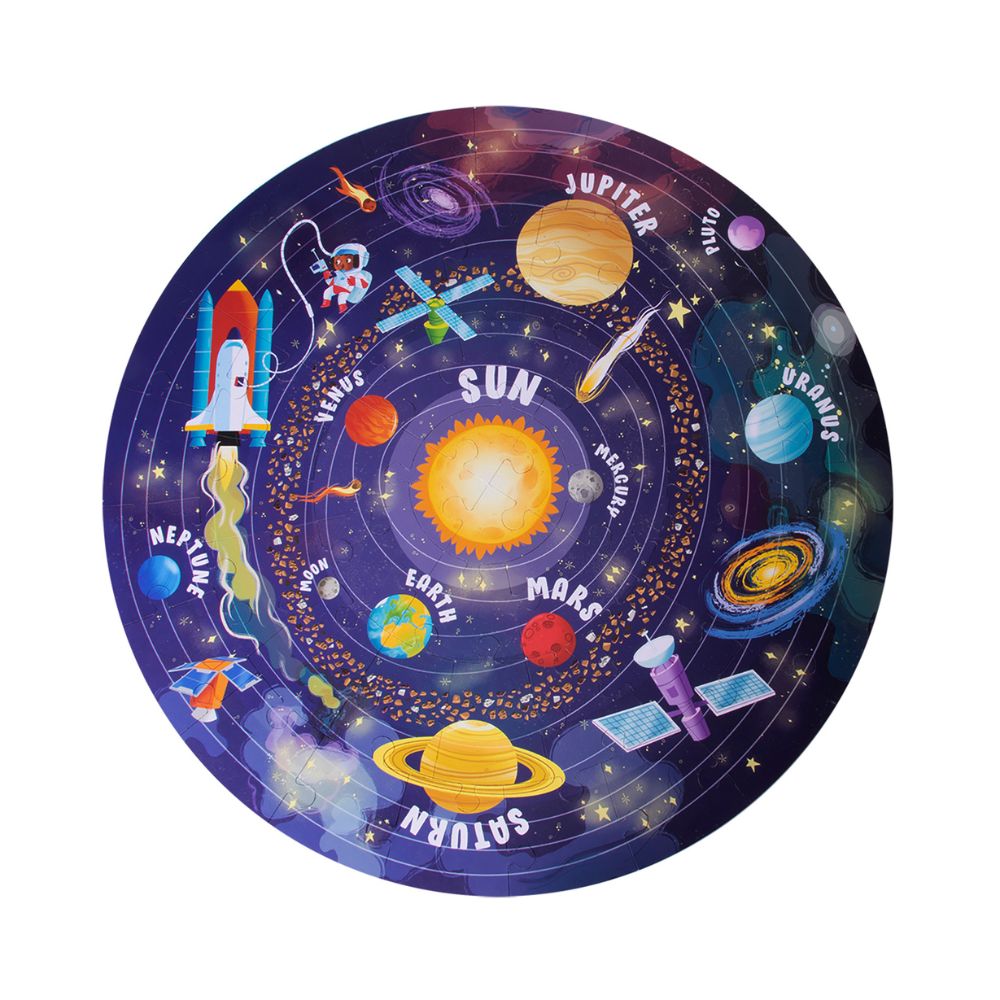 Puzzle circular, Sistemul Solar, 48 piese, Apli, 5 ani+