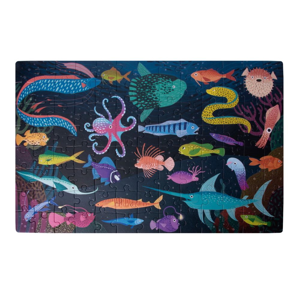 Puzzle forforescent, Animale Marine- Glow In The Dark, 104 piese, Apli, 5 ani+