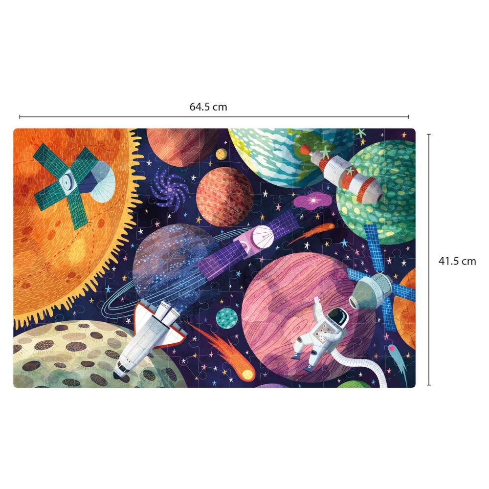 Puzzle forforescent, Sistemul Solar- Glow In The Dark, 104 piese, Apli, 5 ani+