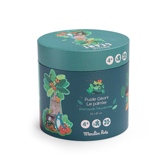 Puzzle gigant cu palmieri, Jungla veselă, Moulin Roty, 36 piese, 4 ani+