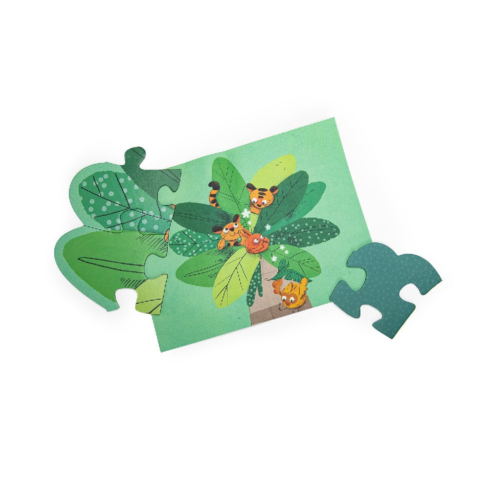 Puzzle gigant cu palmieri, Jungla veselă, Moulin Roty, 36 piese, 4 ani+
