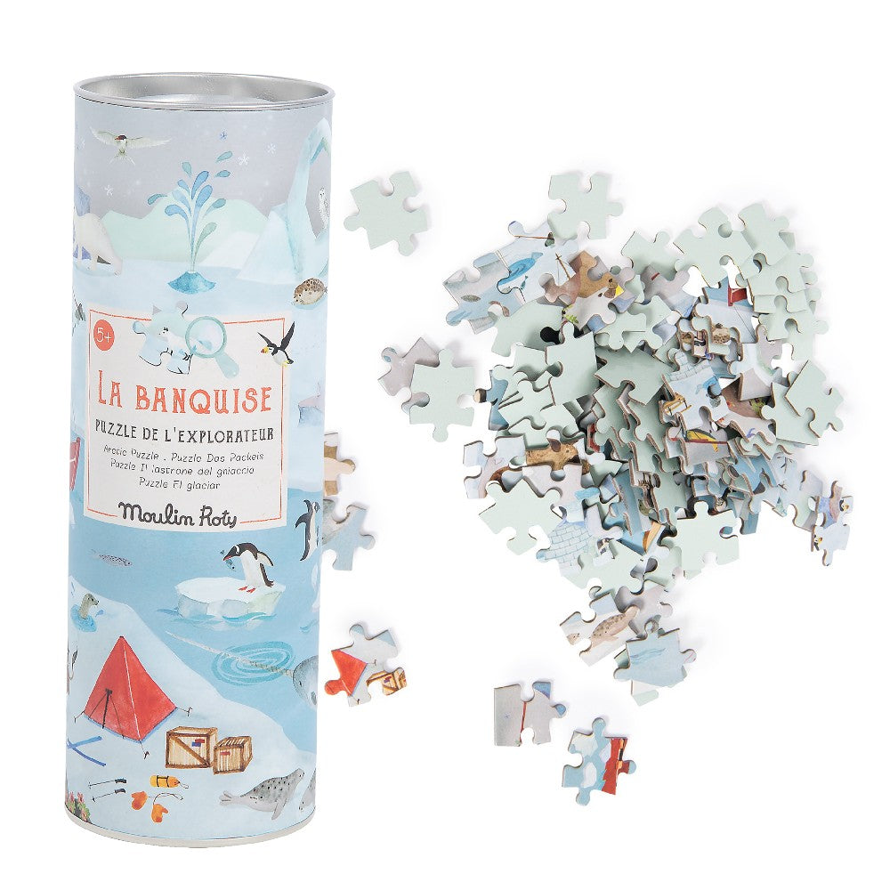 Puzzle-ul exploratorului, Cercul Polar, Moulin Roty, 96 piese, 30x20 cm, 5 ani+