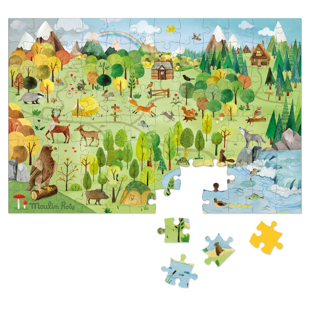 Puzzle-ul exploratorului, Pădurea morii, Moulin Roty, 96 piese, 30x20 cm, 5 ani+