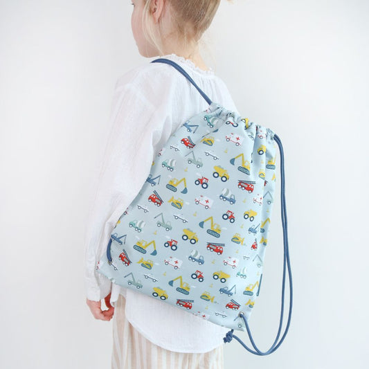 Rucsac cu șnur pentru copii tip sac sport, Vehicule, A Little Lovely Company, 6 luni+