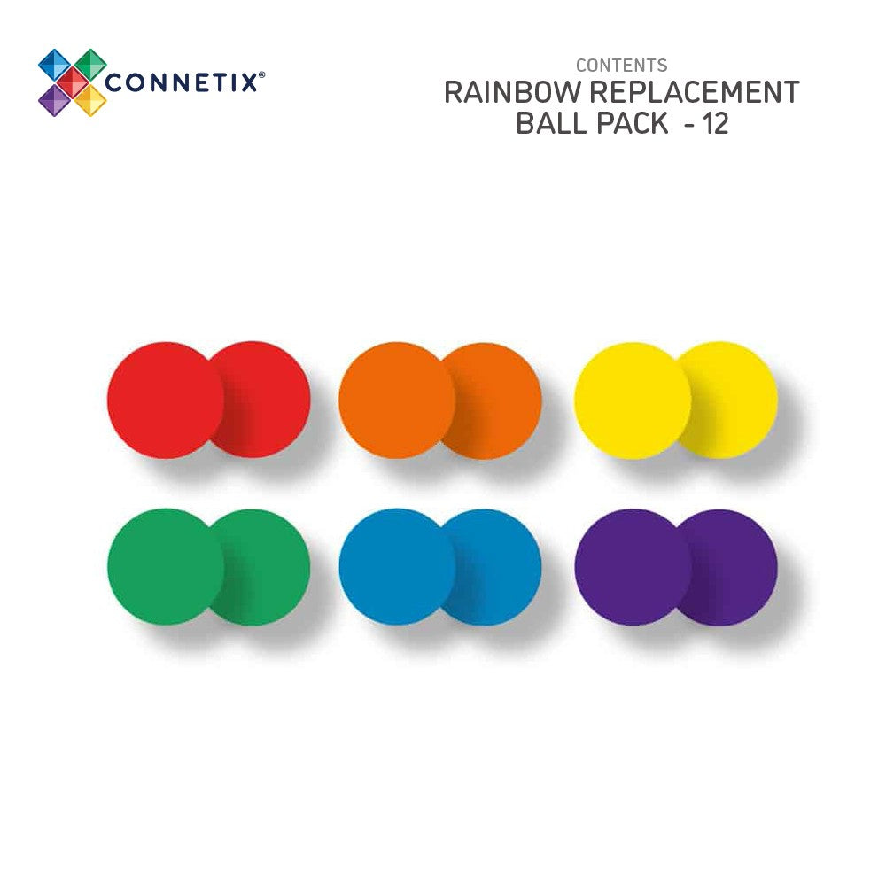 Set 12 bile de joc, Rainbow Ball, Connetix Tiles, 3 ani+