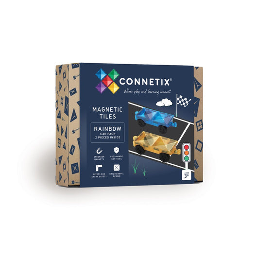 Set 2 baze mașini, Rainbow Car Pack, Connetix Tiles, 2 bucăți, 3 ani+