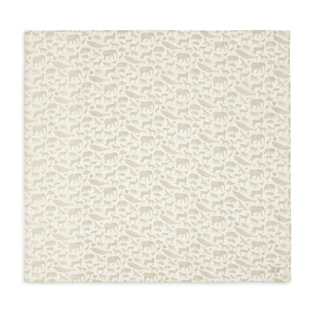 Set 2 museline din bumbac, Animale, Verde, Jollein, 115x115 cm, OEKO-TEX