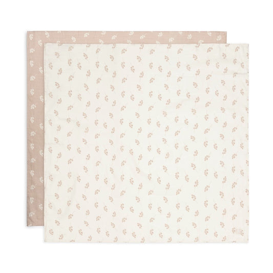 Set 2 museline din bumbac, Twig, Jollein, Roz piersică, 115x115 cm, OEKO-TEX