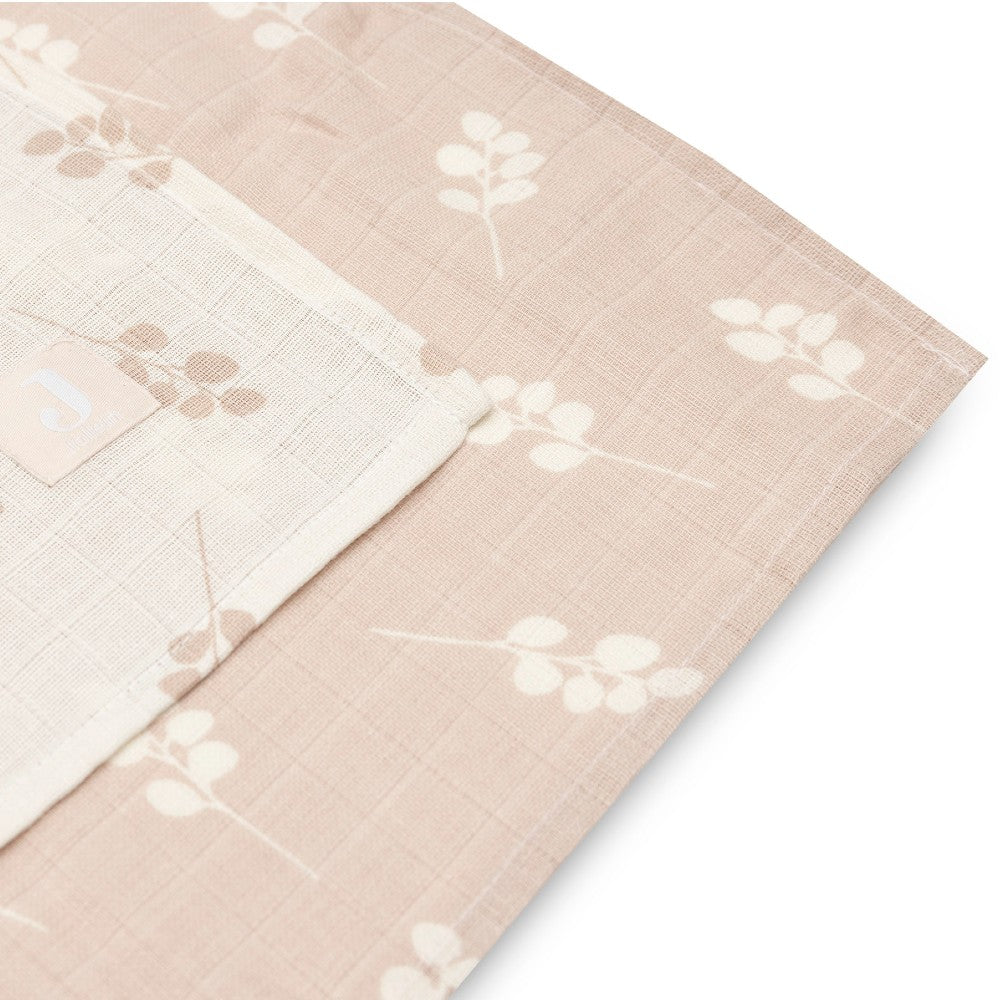 Set 2 museline din bumbac, Twig, Jollein, Roz piersică, 115x115 cm, OEKO-TEX