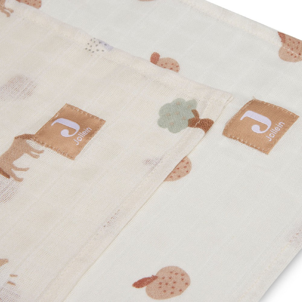 Set 2 museline din bumbac, Farm, Jollein, 115x115 cm