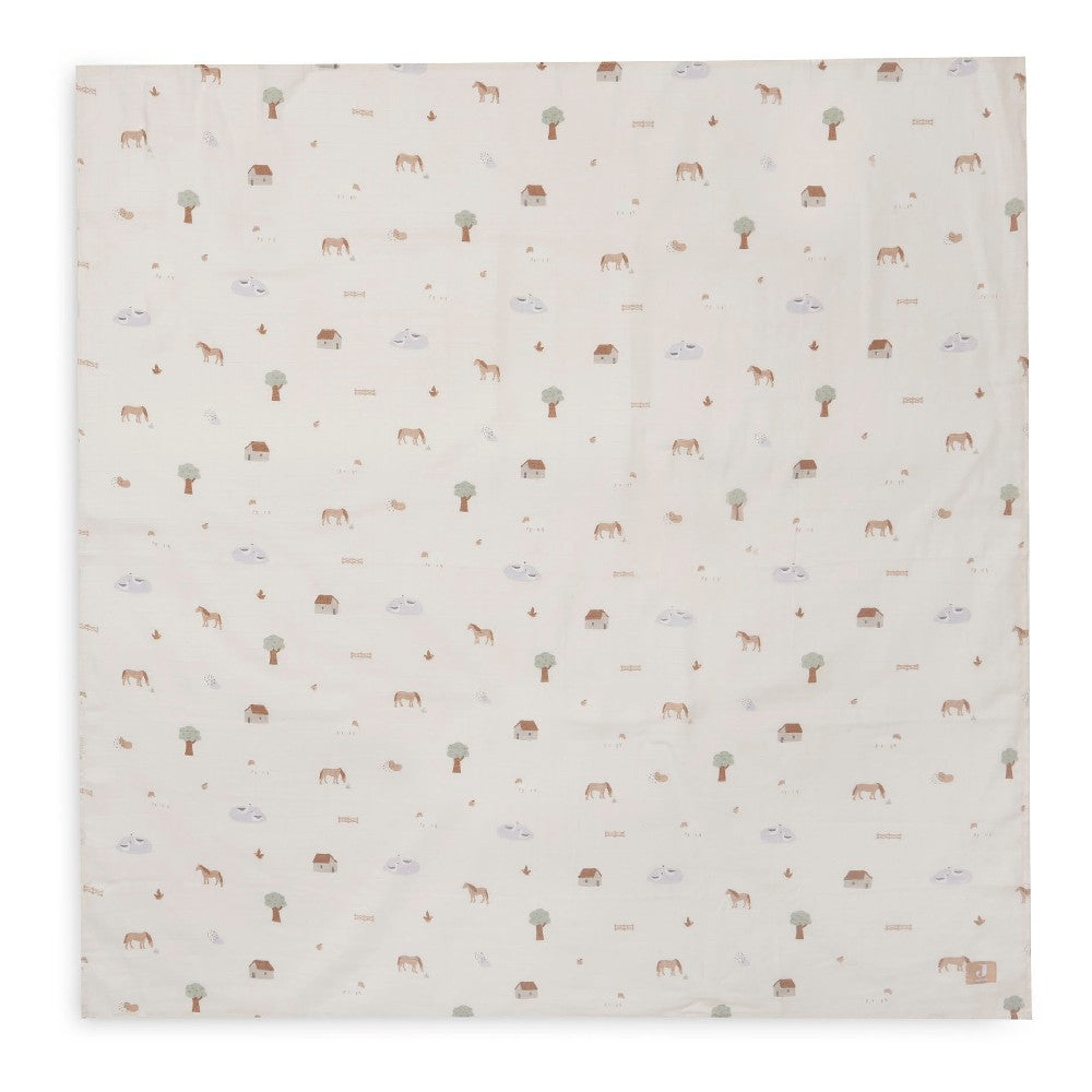 Set 2 museline din bumbac, Farm, Jollein, 115x115 cm