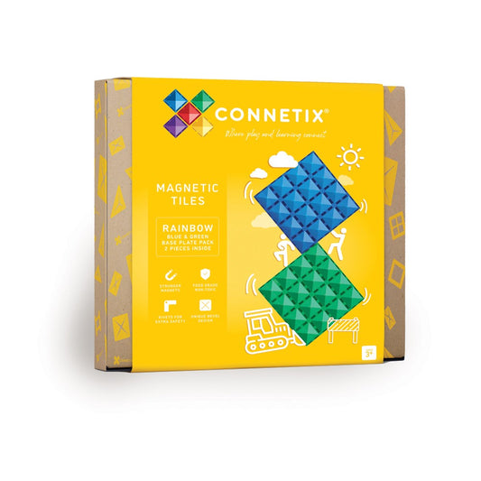 Set 2 plăci Base Plate, Rainbow, Blue-Green, Connetix Tiles, 3 ani+
