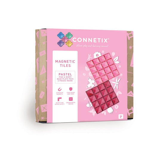 Set 2 plăci Base Plate, Pastel PINK&BERRY, Connetix Tiles, 3 ani+