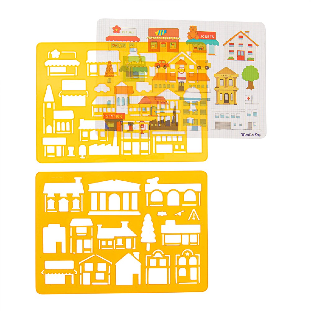 Set 2 șabloane - Orașul de astăzi, Moulin Roty, 3 ani+