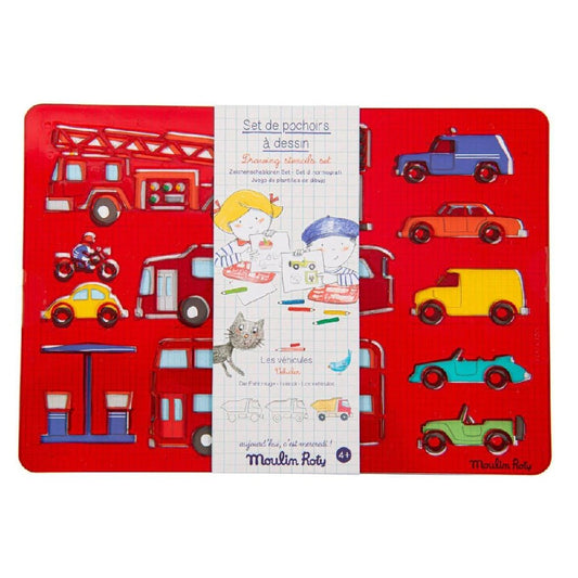 Set 2 șabloane - Vehicule preferate, Moulin Roty, 3 ani+