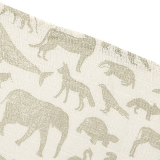 Set 3 museline din bumbac, Animale, Verde, Jollein, 70x70 cm, OEKO-TEX
