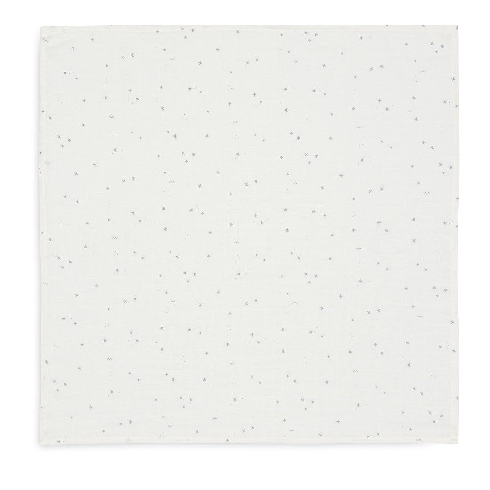 Set 3 museline din bumbac, Twinkling , Jollein, Albastru-Alb, 70x70 cm, OEKO-TEX