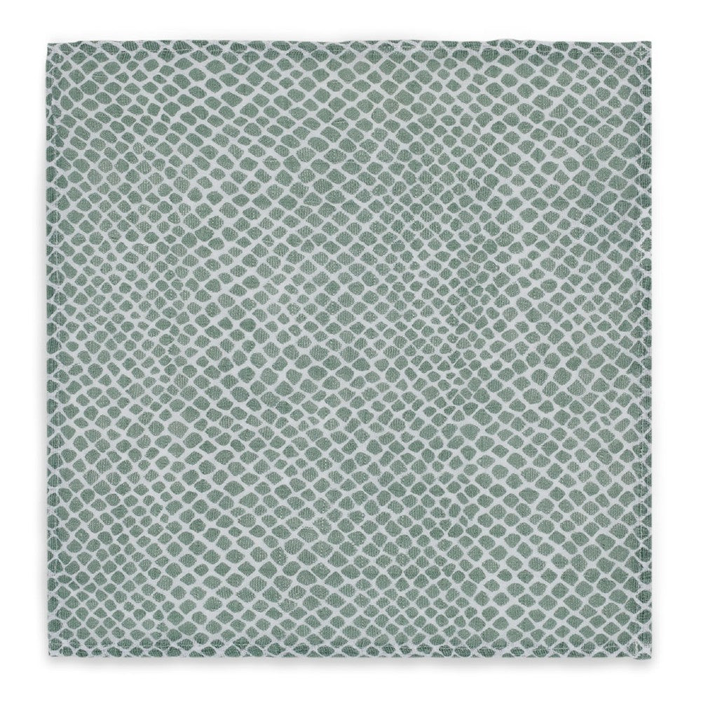 Set 3 museline din bumbac tip batistă, Snake, Jollein, 31x31 cm, Verde cenușiu, OEKO-TEX