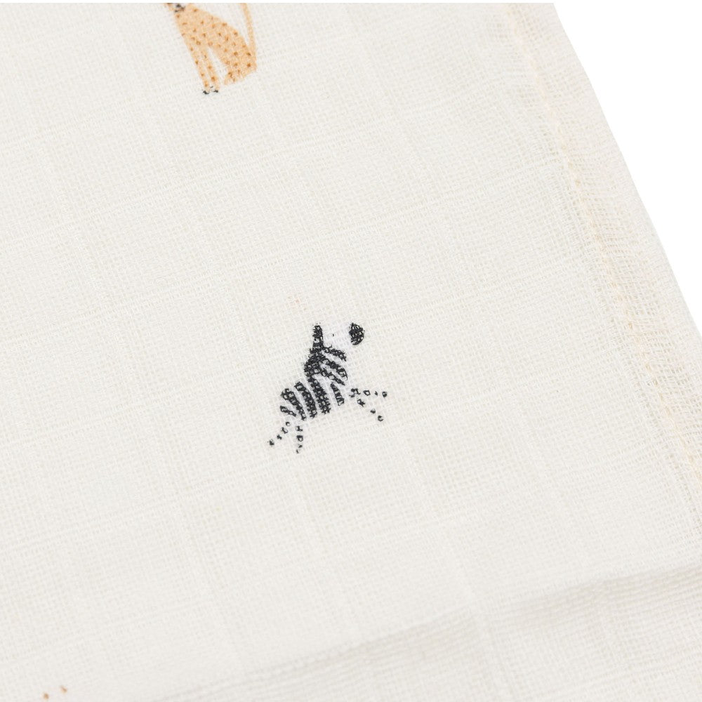 Set 3 museline din bumbac tip batistă, Jungle Jambo Jollein, 31x31 cm, Alb, OEKO-TEX