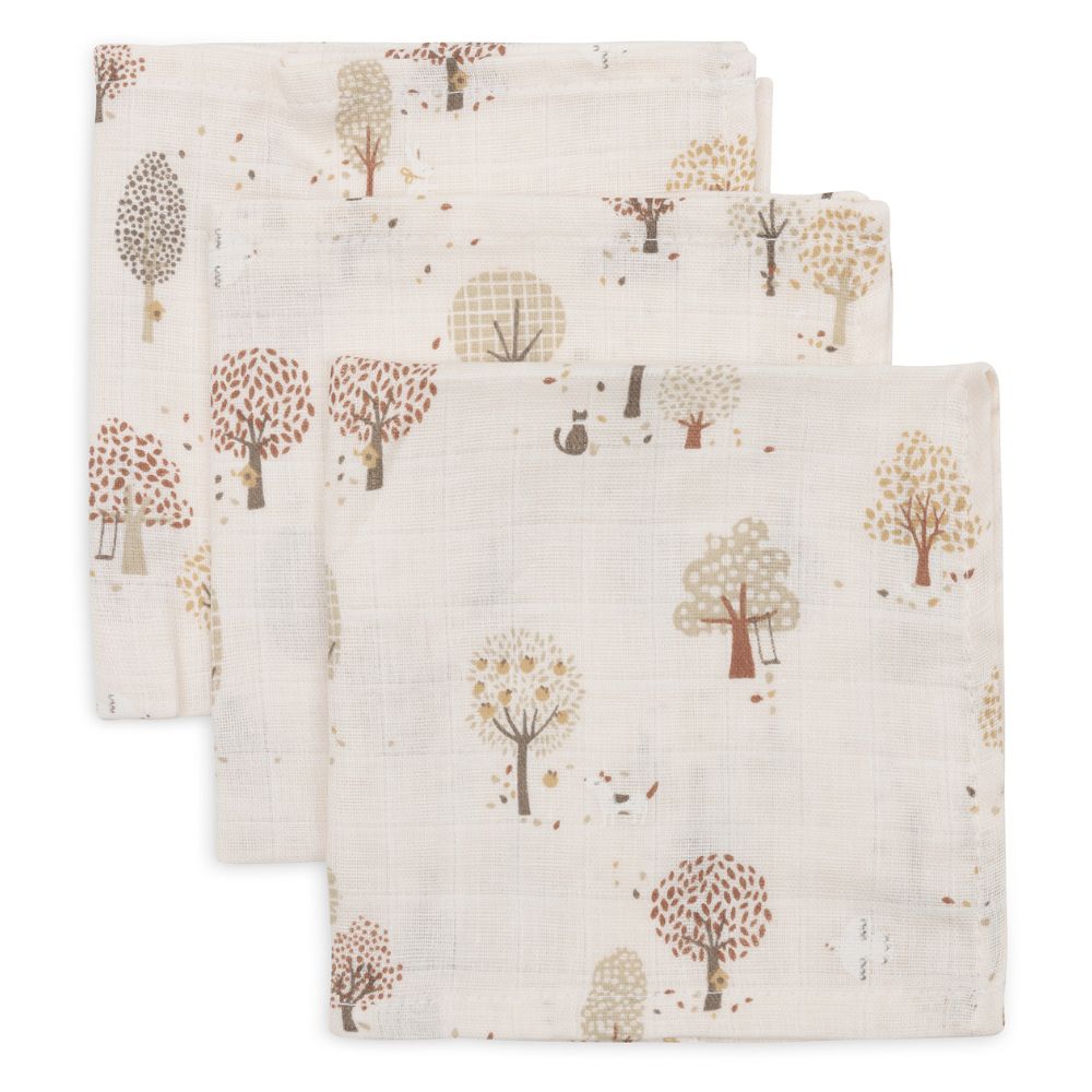 Set 3 museline din bumbac tip batistă, Tiny Park, Jollein, 31x31 cm, OEKO-TEX