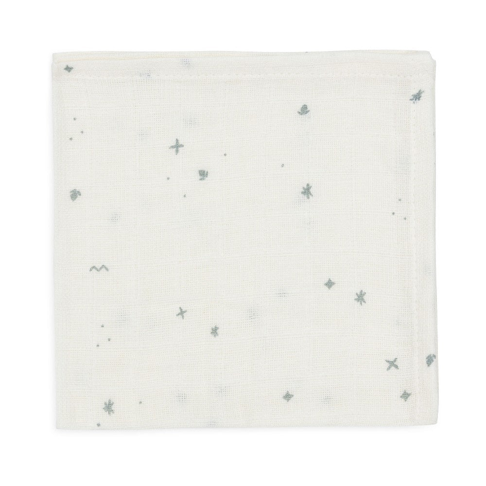 Set 3 museline din bumbac tip batistă, Twinkling, Jollein, 31x31 cm, Verde marin, OEKO-TEX