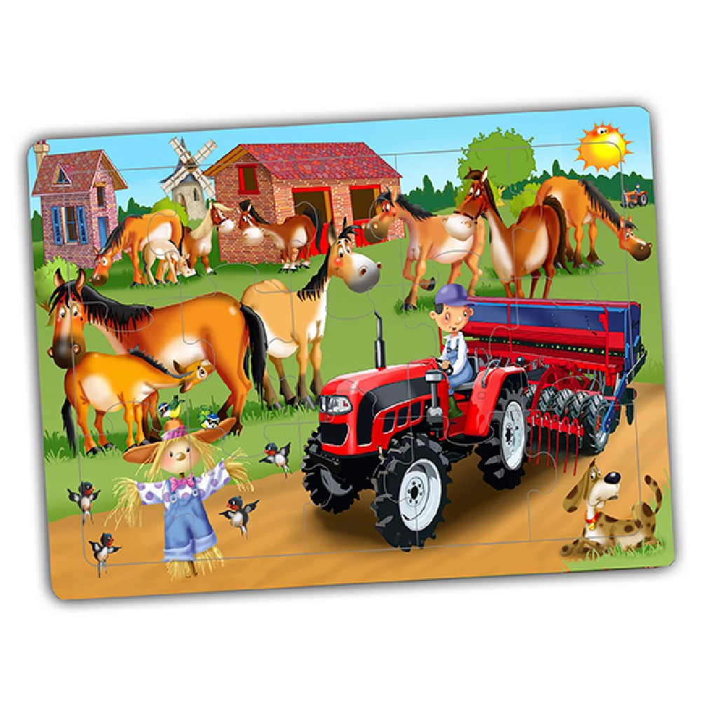 Set 4 puzzle-uri, La fermă, Akros, 3 ani+