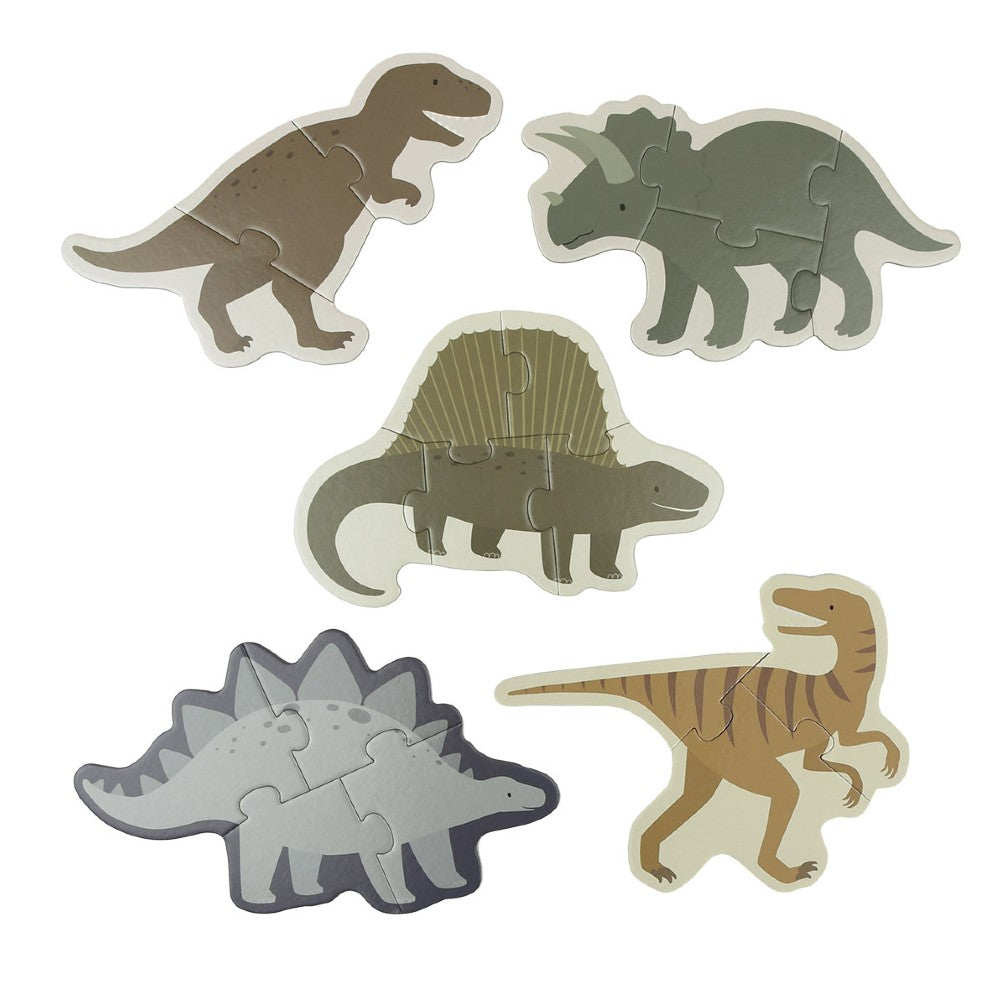 Set 5 Jigsaw Puzzle-uri, Dinozauri, A Little Lovely Company, 19 piese, 2 ani+