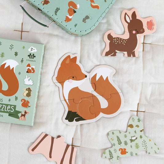 Set 5 Jigsaw Puzzle-uri, Forest friends, A Little Lovely Company, 19 piese, 2 ani+