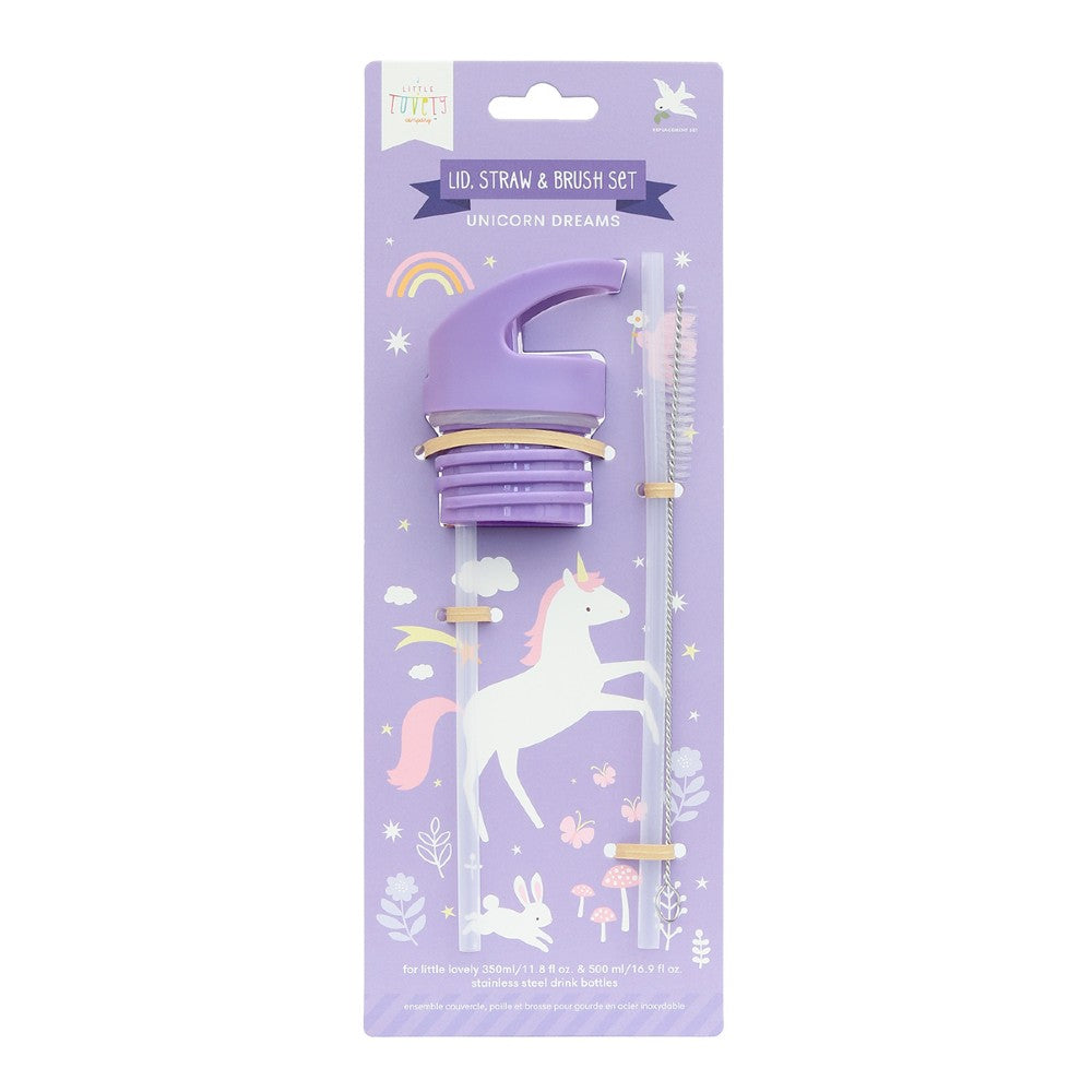 Set accesorii sticlă apă copii, Unicorn, A Little Lovely Company, 6 luni+