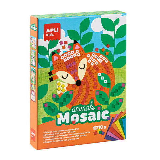 Set creativ cu 4 carduri, Animalele pădurii, Mozaic spumă EVA, APLI, 4 ani+