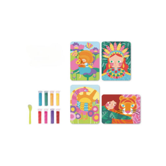 Set creativ cu 4 carduri, Artă cu Glitter, APLI, 5 ani+