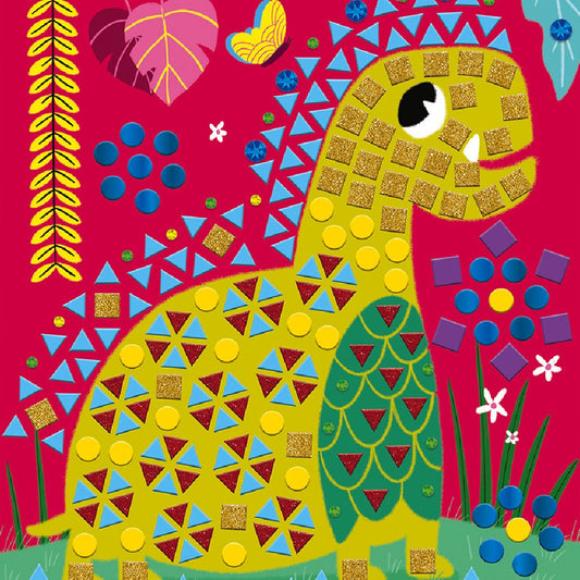 Set creativ cu 8 carduri, Dinozauri, Mozaic, Janod, 4 ani+