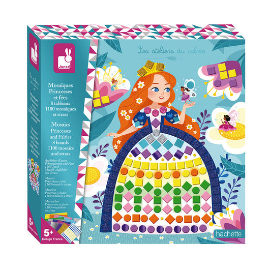 Set creativ cu 8 carduri, Prințese și Zâne, Mozaic, Janod, 4 ani+