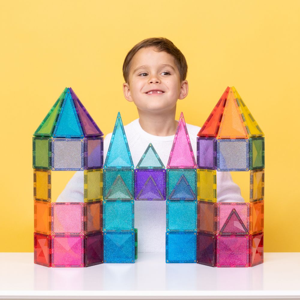 Set de construcție magnetic, Glitter Castel, Connetix Tiles, 48 piese, 3 ani+