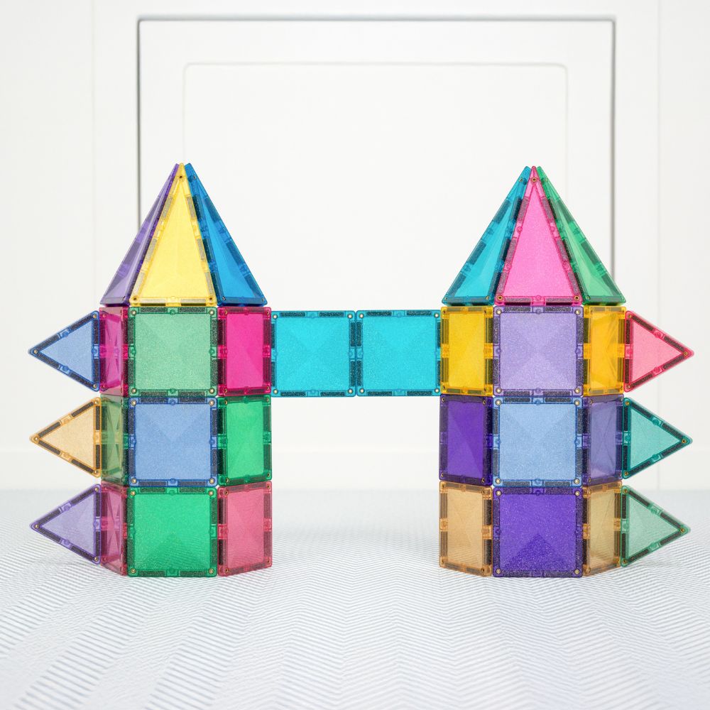 Set de construcție magnetic, Glitter Castel, Connetix Tiles, 48 piese, 3 ani+