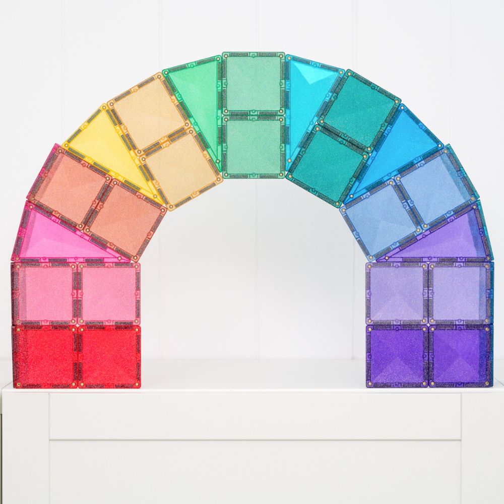 Set de construcție magnetic, Glitter Castel, Connetix Tiles, 48 piese, 3 ani+