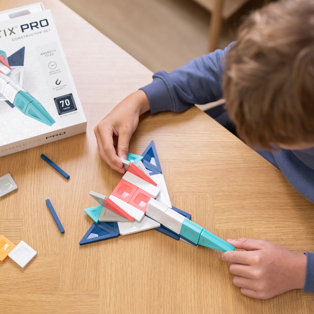 Set de construcție magnetic, PRO Constructor, Connetix Tiles, 70 piese, 3 ani+