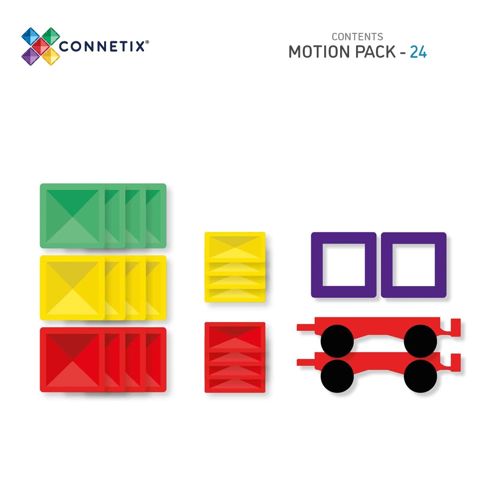 Set de construcție magnetic, Rainbow Motion Pack, Connetix Tiles, 24 piese, 3 ani+