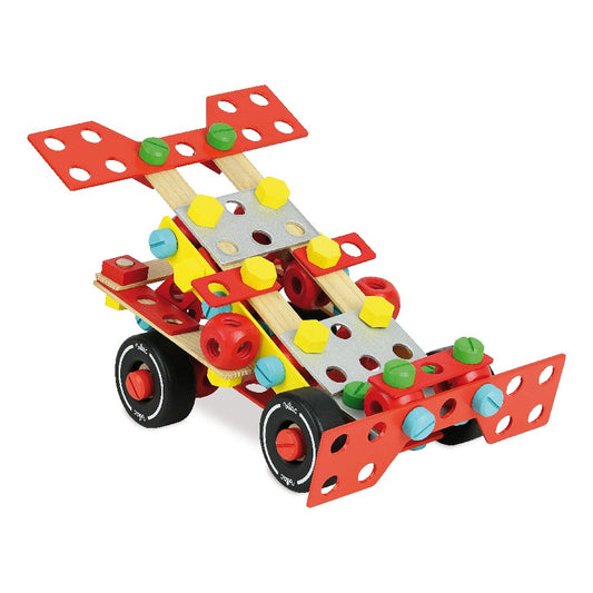 Set de construcție din lemn Super-Batibloc, Vilac, 100 piese, 4 ani+