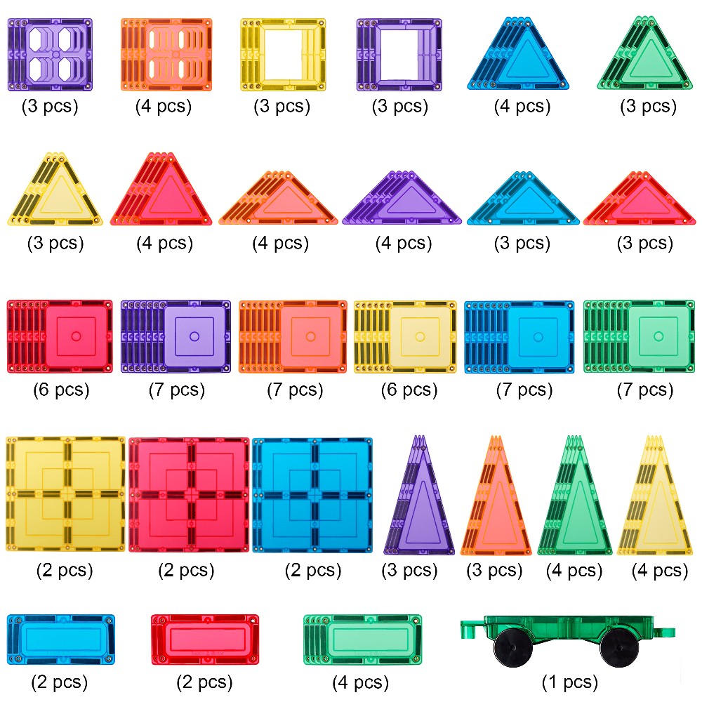 Set construcție cu plăci magnetice, Builders Pack, Learn & Grow, 110 piese, 3 ani+