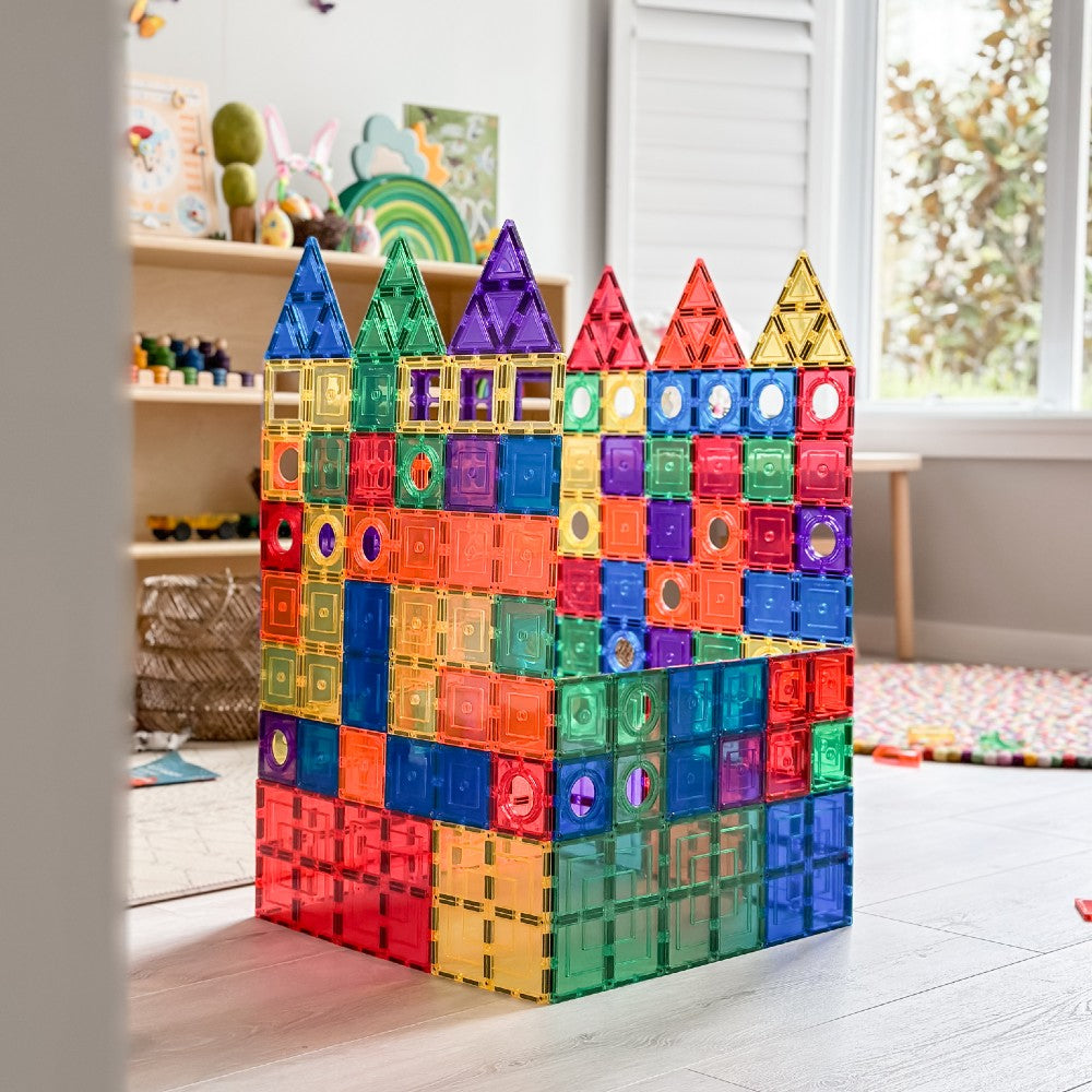 Set construcție cu plăci magnetice, Builders Pack, Learn & Grow, 110 piese, 3 ani+