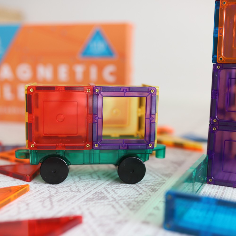 Set construcție cu plăci magnetice, Builders Pack, Learn & Grow, 110 piese, 3 ani+
