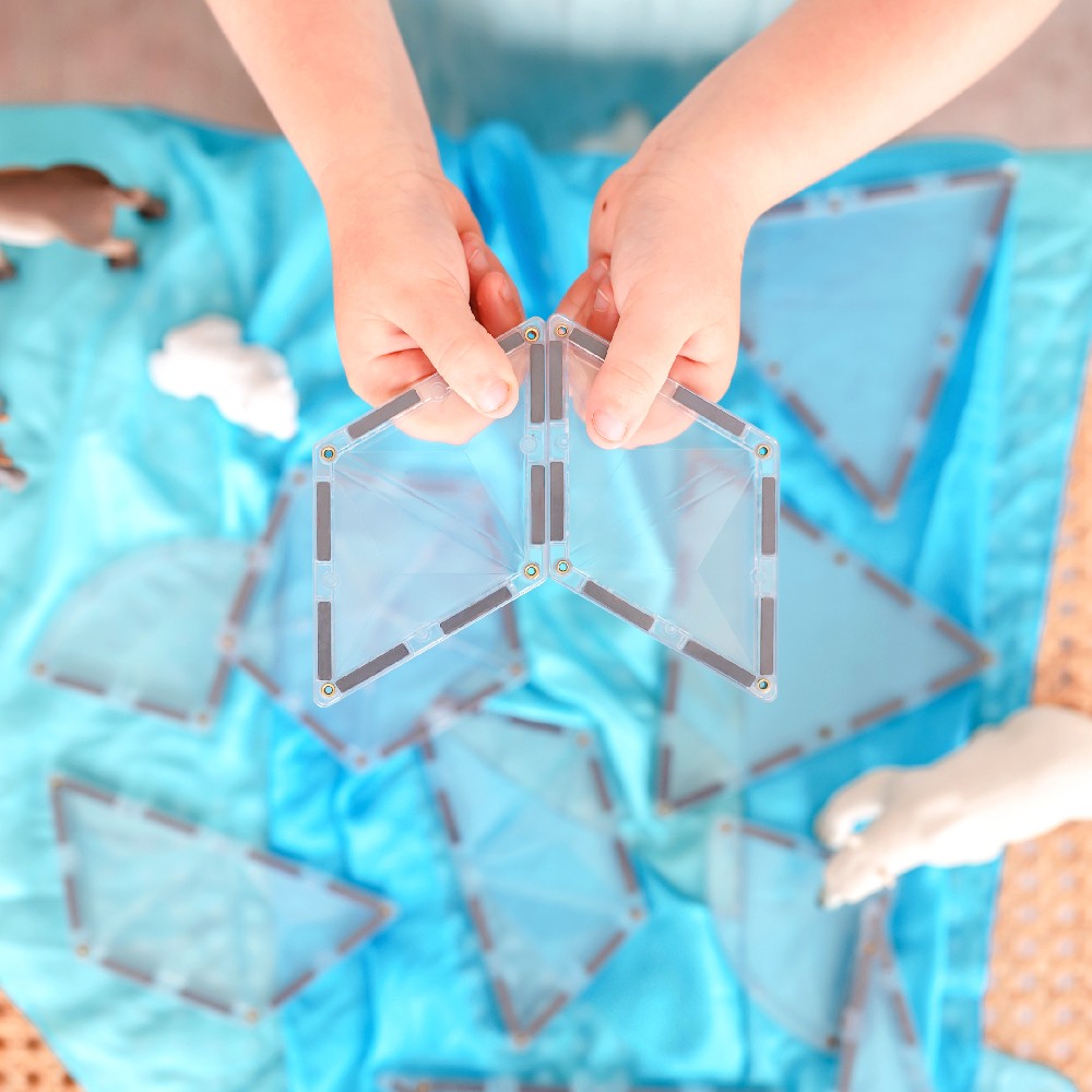 Set de construcție magnetic, Clear Shape Expansion Pack, Connetix Tiles, 24 piese, 3 ani+