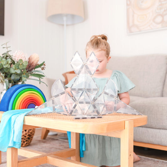 Set de construcție magnetic, Clear Shape Expansion Pack, Connetix Tiles, 24 piese, 3 ani+