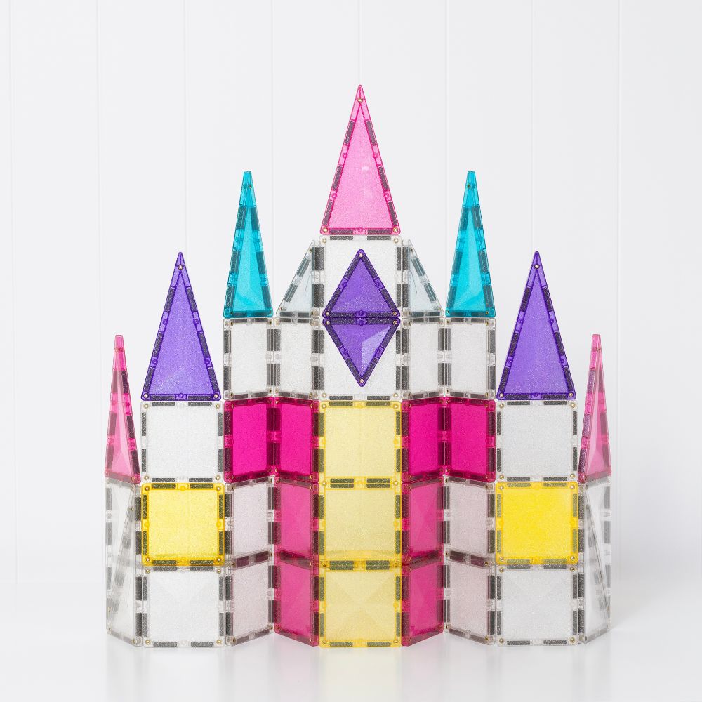 Set de construcție magnetic, Glitter Unicorn Pack, Connetix Tiles, 56 piese, 3 ani+