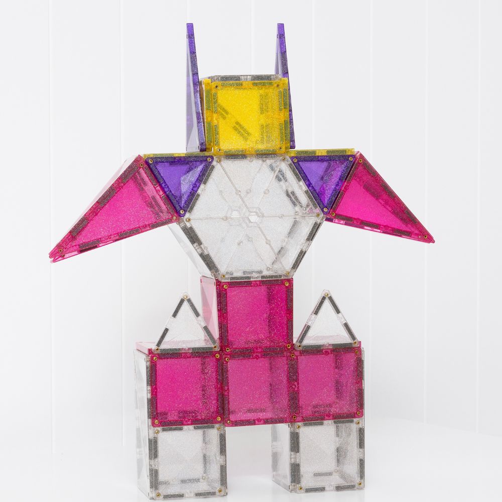 Set de construcție magnetic, Glitter Unicorn Pack, Connetix Tiles, 56 piese, 3 ani+