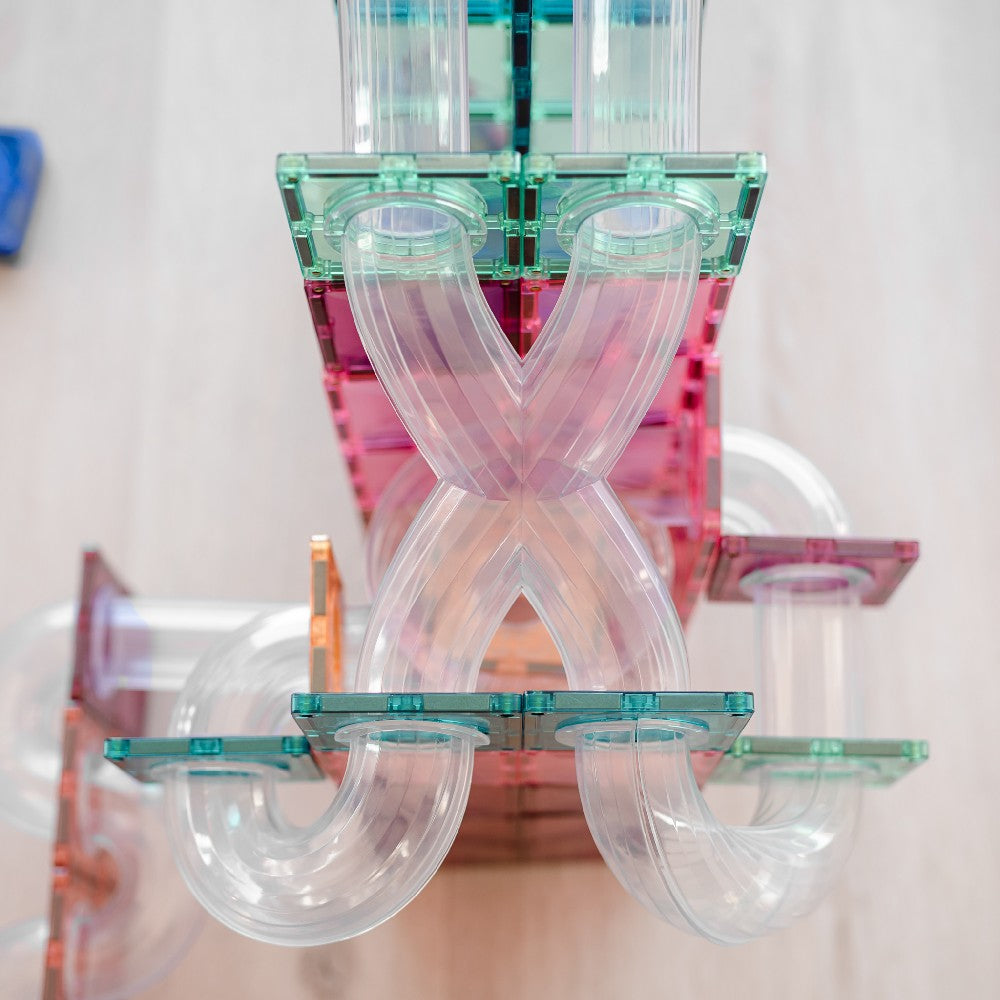 Set de construcție magnetic, Pastel Ball Run Expansion, Connetix Tiles, 80 piese, 3 ani+