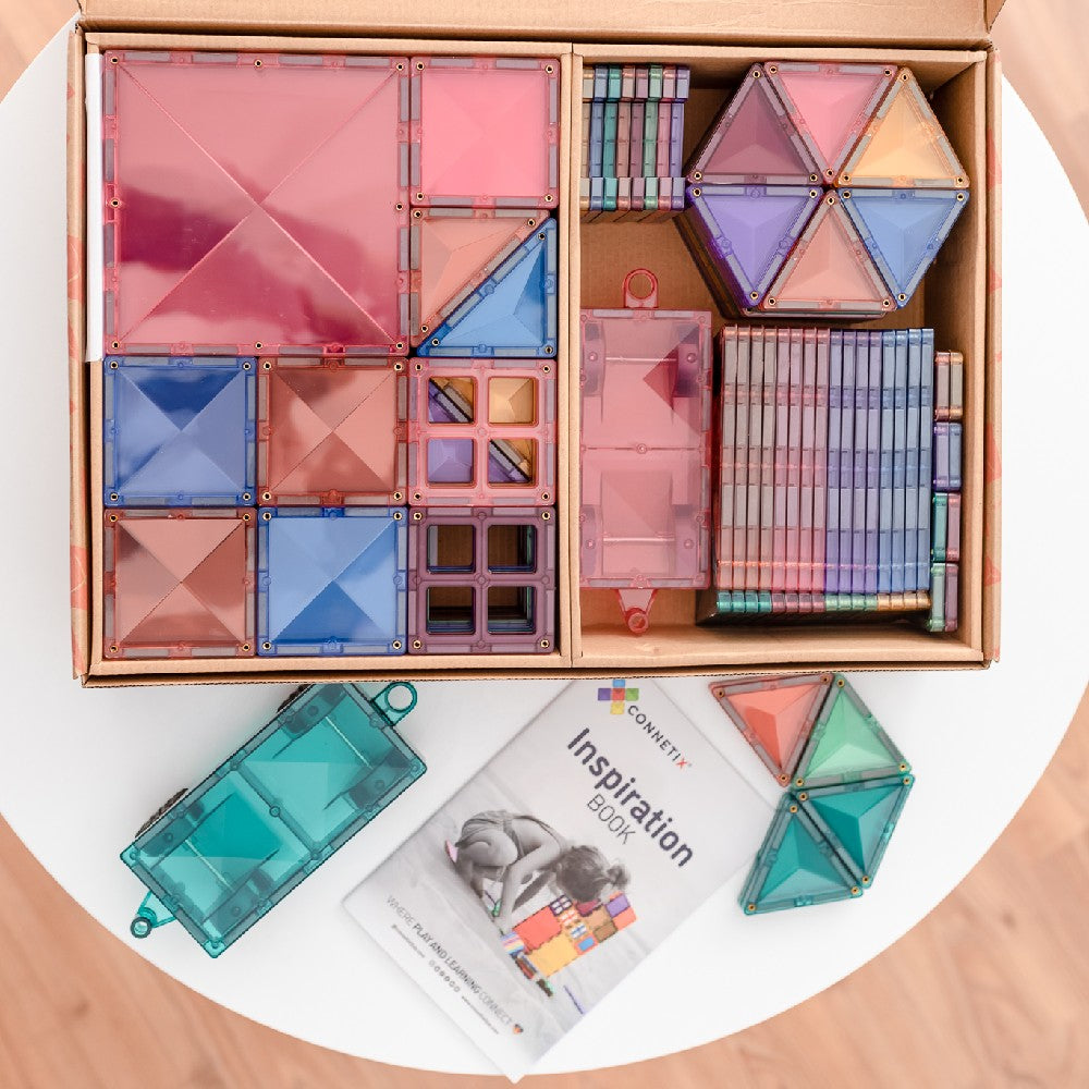 Set de construcție magnetic, Pastel Mega Pack, Connetix Tiles, 202 piese, 3 ani+